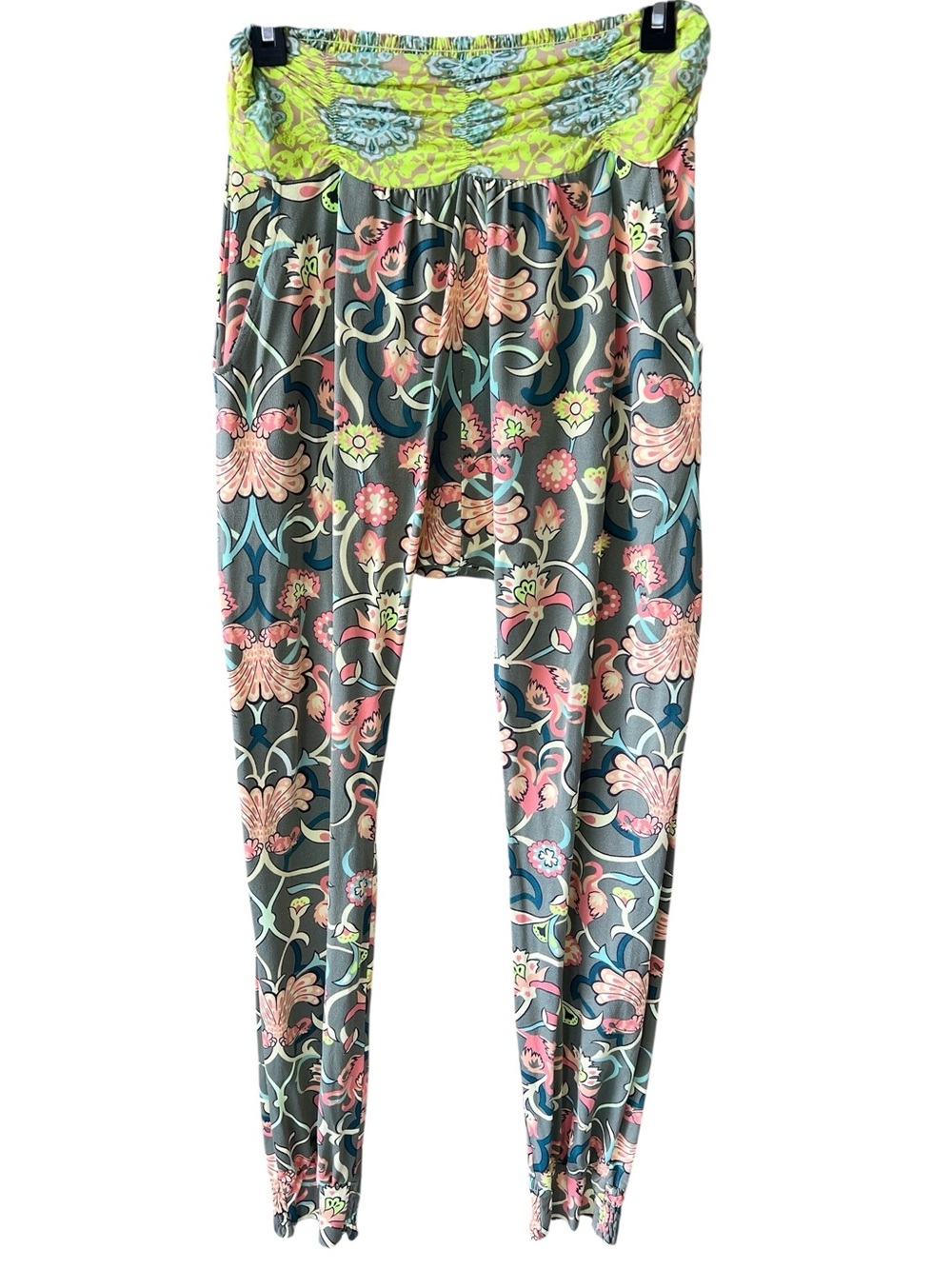 Maaji Nylon Stretchy Floral Pants Resortwear Mixed Print Sz L